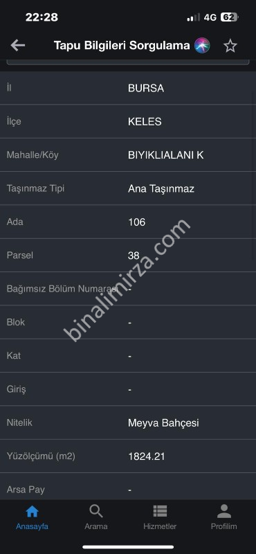 BM REAL ESTATE BURSA KELES BIYIKLIALANDA SATILIK FIRSAT TARLA